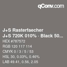 Code couleur: J+S Rasterfaecher - J+S 720K 010% · Black 50% | qconv.com