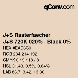 Farbcode: J+S Rasterfaecher - J+S 720K 020% · Black 0% | qconv.com
