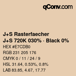 Farbcode: J+S Rasterfaecher - J+S 720K 030% · Black 0% | qconv.com