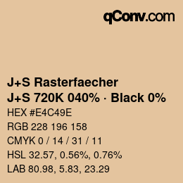 Farbcode: J+S Rasterfaecher - J+S 720K 040% · Black 0% | qconv.com