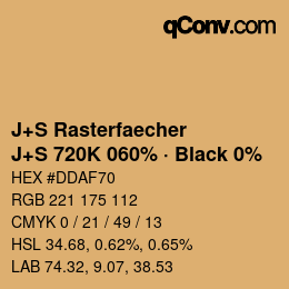 Farbcode: J+S Rasterfaecher - J+S 720K 060% · Black 0% | qconv.com
