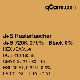 Code couleur: J+S Rasterfaecher - J+S 720K 070% · Black 0% | qconv.com