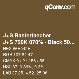 Farbcode: J+S Rasterfaecher - J+S 720K 070% · Black 50% | qconv.com