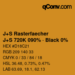Code couleur: J+S Rasterfaecher - J+S 720K 090% · Black 0% | qconv.com