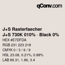 Farbcode: J+S Rasterfaecher - J+S 730K 010% · Black 0% | qconv.com