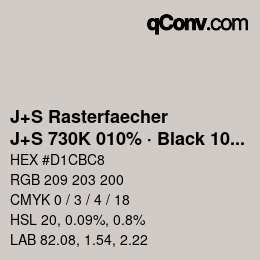 Code couleur: J+S Rasterfaecher - J+S 730K 010% · Black 10% | qconv.com
