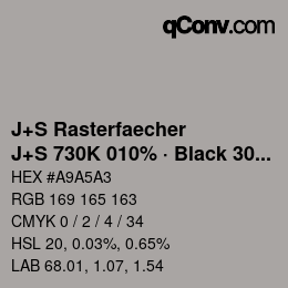 Farbcode: J+S Rasterfaecher - J+S 730K 010% · Black 30% | qconv.com