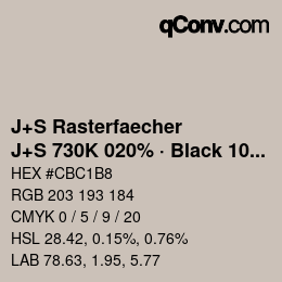 Farbcode: J+S Rasterfaecher - J+S 730K 020% · Black 10% | qconv.com