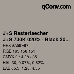 Farbcode: J+S Rasterfaecher - J+S 730K 020% · Black 30% | qconv.com