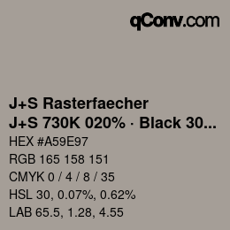 カラーコード: J+S Rasterfaecher - J+S 730K 020% · Black 30% | qconv.com