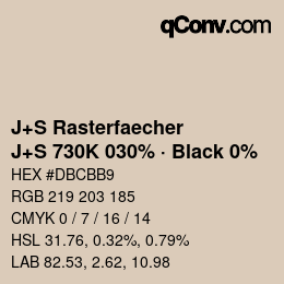 Code couleur: J+S Rasterfaecher - J+S 730K 030% · Black 0% | qconv.com