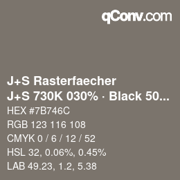 Farbcode: J+S Rasterfaecher - J+S 730K 030% · Black 50% | qconv.com