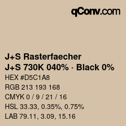 Farbcode: J+S Rasterfaecher - J+S 730K 040% · Black 0% | qconv.com