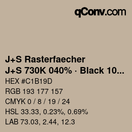 Code couleur: J+S Rasterfaecher - J+S 730K 040% · Black 10% | qconv.com