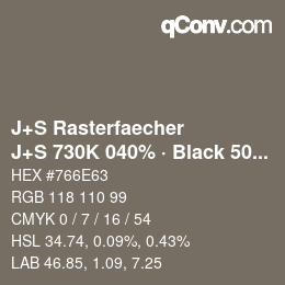 Code couleur: J+S Rasterfaecher - J+S 730K 040% · Black 50% | qconv.com