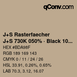Code couleur: J+S Rasterfaecher - J+S 730K 050% · Black 10% | qconv.com