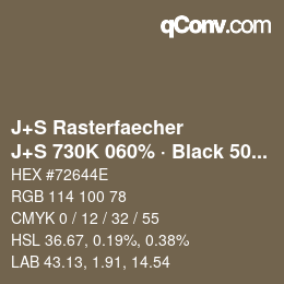 Color code: J+S Rasterfaecher - J+S 730K 060% · Black 50% | qconv.com