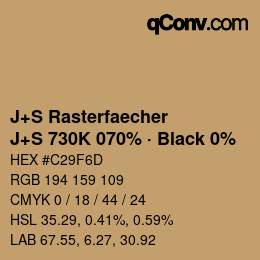 Farbcode: J+S Rasterfaecher - J+S 730K 070% · Black 0% | qconv.com
