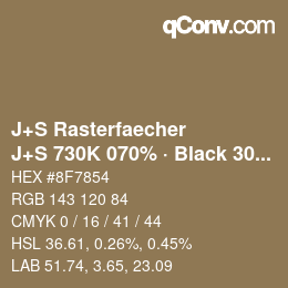 Farbcode: J+S Rasterfaecher - J+S 730K 070% · Black 30% | qconv.com