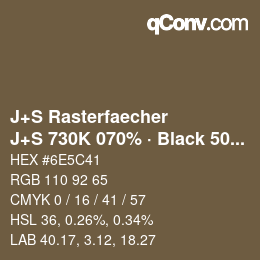 Farbcode: J+S Rasterfaecher - J+S 730K 070% · Black 50% | qconv.com