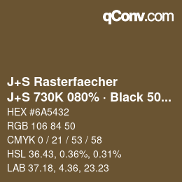 Farbcode: J+S Rasterfaecher - J+S 730K 080% · Black 50% | qconv.com