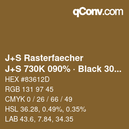 Code couleur: J+S Rasterfaecher - J+S 730K 090% · Black 30% | qconv.com