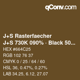 カラーコード: J+S Rasterfaecher - J+S 730K 090% · Black 50% | qconv.com