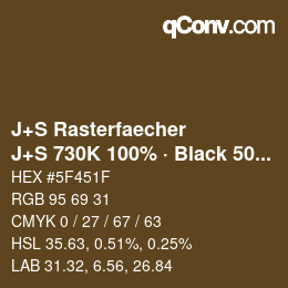 Farbcode: J+S Rasterfaecher - J+S 730K 100% · Black 50% | qconv.com