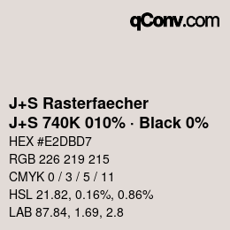 Farbcode: J+S Rasterfaecher - J+S 740K 010% · Black 0% | qconv.com