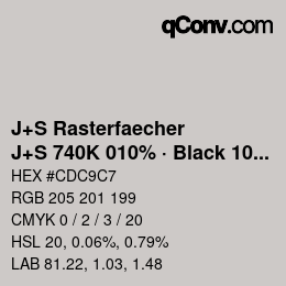 Farbcode: J+S Rasterfaecher - J+S 740K 010% · Black 10% | qconv.com