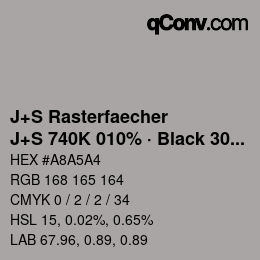 Farbcode: J+S Rasterfaecher - J+S 740K 010% · Black 30% | qconv.com