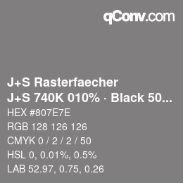 Farbcode: J+S Rasterfaecher - J+S 740K 010% · Black 50% | qconv.com