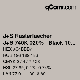 Code couleur: J+S Rasterfaecher - J+S 740K 020% · Black 10% | qconv.com