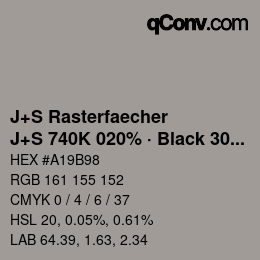 Code couleur: J+S Rasterfaecher - J+S 740K 020% · Black 30% | qconv.com