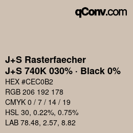 カラーコード: J+S Rasterfaecher - J+S 740K 030% · Black 0% | qconv.com