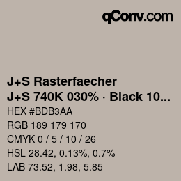 Color code: J+S Rasterfaecher - J+S 740K 030% · Black 10% | qconv.com