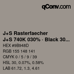 Code couleur: J+S Rasterfaecher - J+S 740K 030% · Black 30% | qconv.com