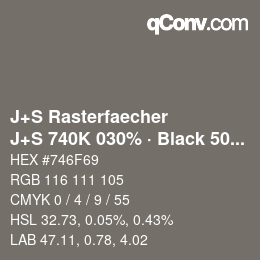 Farbcode: J+S Rasterfaecher - J+S 740K 030% · Black 50% | qconv.com