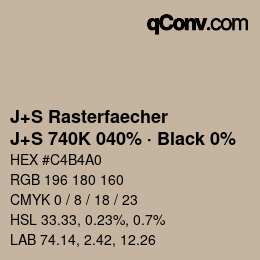 Farbcode: J+S Rasterfaecher - J+S 740K 040% · Black 0% | qconv.com