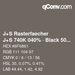 Code couleur: J+S Rasterfaecher - J+S 740K 040% · Black 50% | qconv.com