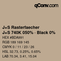Farbcode: J+S Rasterfaecher - J+S 740K 050% · Black 0% | qconv.com