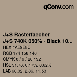 カラーコード: J+S Rasterfaecher - J+S 740K 050% · Black 10% | qconv.com