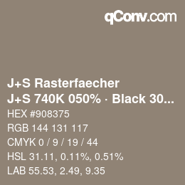 Farbcode: J+S Rasterfaecher - J+S 740K 050% · Black 30% | qconv.com