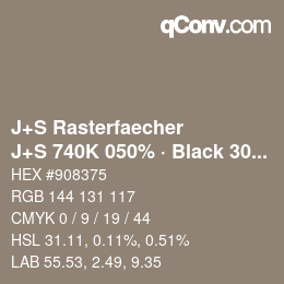 Color code: J+S Rasterfaecher - J+S 740K 050% · Black 30% | qconv.com