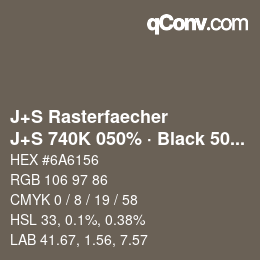 カラーコード: J+S Rasterfaecher - J+S 740K 050% · Black 50% | qconv.com