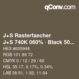 Code couleur: J+S Rasterfaecher - J+S 740K 060% · Black 50% | qconv.com