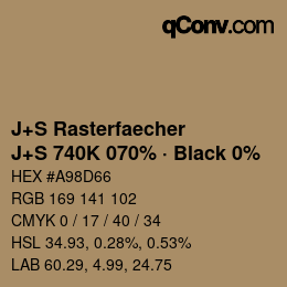 Farbcode: J+S Rasterfaecher - J+S 740K 070% · Black 0% | qconv.com