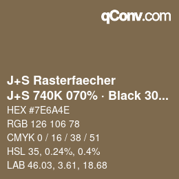 カラーコード: J+S Rasterfaecher - J+S 740K 070% · Black 30% | qconv.com