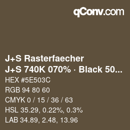 カラーコード: J+S Rasterfaecher - J+S 740K 070% · Black 50% | qconv.com