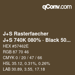 カラーコード: J+S Rasterfaecher - J+S 740K 080% · Black 50% | qconv.com